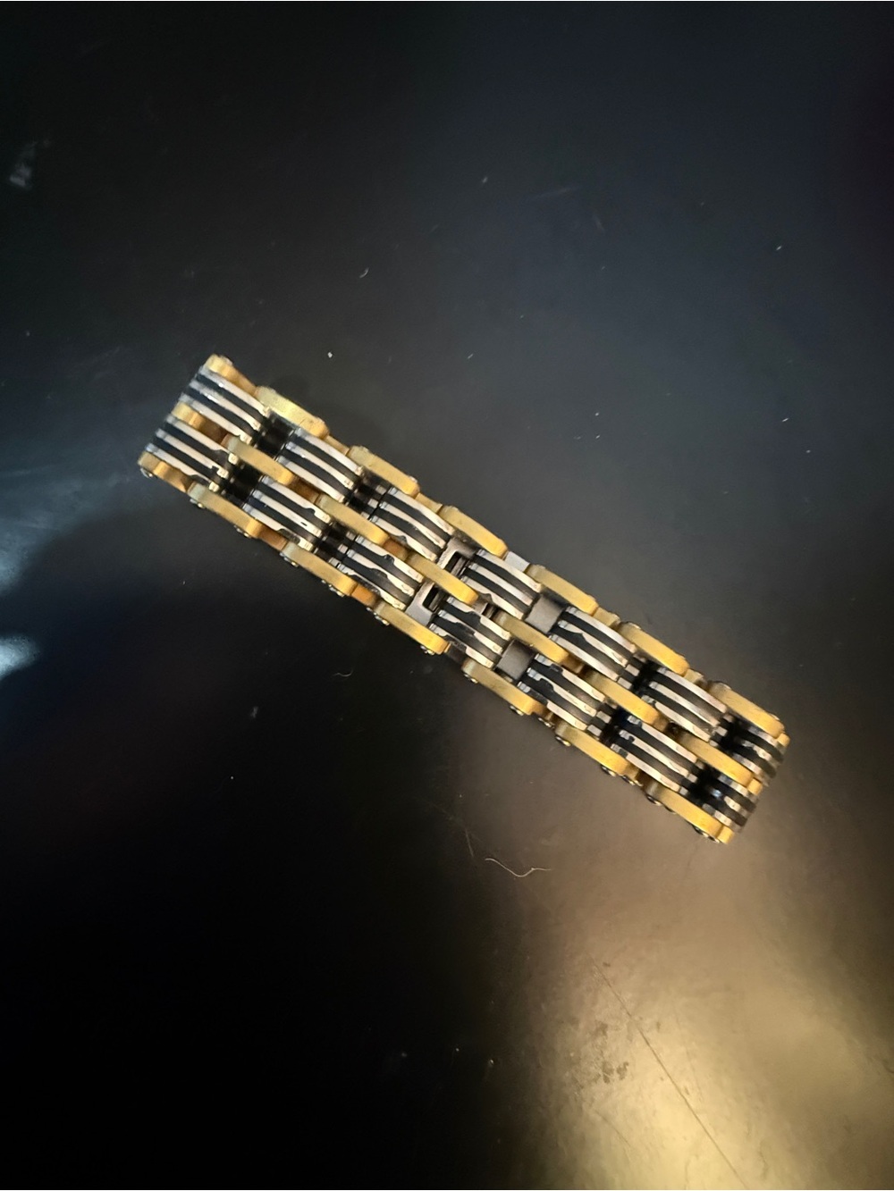 Invicta Gold and Black Stainless Steel Bracelet